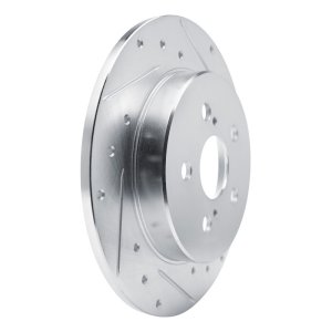 Toyota Corolla Brake Rotor (1) - Rear Right - R1 Concepts - Drilled & Slotted - Silver - `19-`25